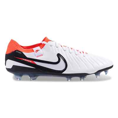 Nike Youth Legend 10 Elite Firm Ground Soccer Cleats, White/Bright Crimson, 4.5