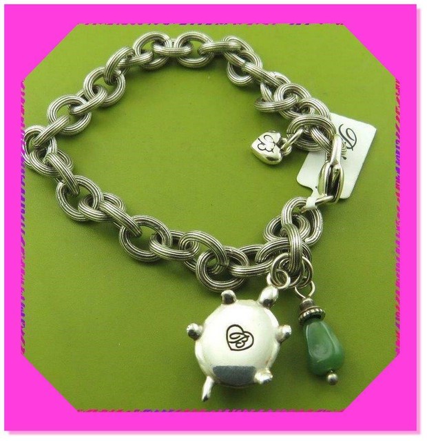 Brighton Turtle Bay Silver Green Charm Bracelet Jf0440 for sale online
