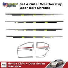 Window Glass Seal Front Door Belt Weatherstrip For Honda Civic 4D Sedan 1996-00