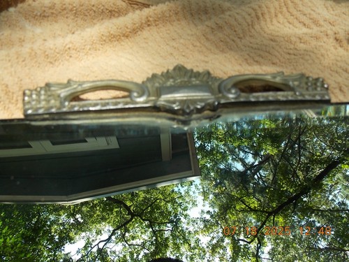 Old English Deco Frameless Beveled Glass Mirror W/Topper 25 5/8" X 16 1/2 0 S&H - Picture 11 of 13