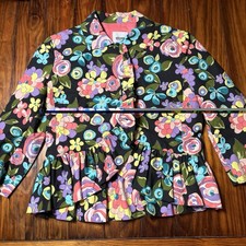Vtg MOSCHINO CHEAP AND CHIC Colorful Floral Peplum Ruffle Jacket Sz 10 A1147