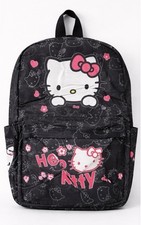 Hello Kitty Backpack Black School Bookbag with Front Pocket