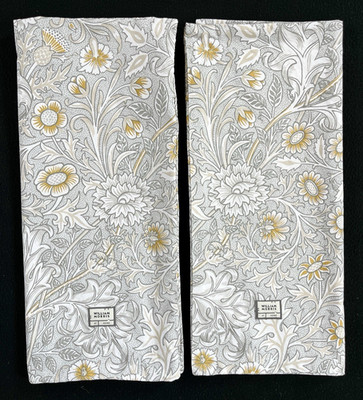 x2 William Morris King Pillow Sham Double Bough Gray Beige Floral Mustard Yellow