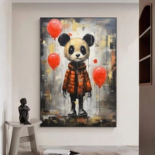 Graffiti Animal Fashion Handmade Oil Painting Canvas Wall Art Decoration Panda F