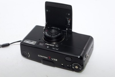 Contax TVS III 35mm Point & Shoot Film Camera. Black. Case & Wrist