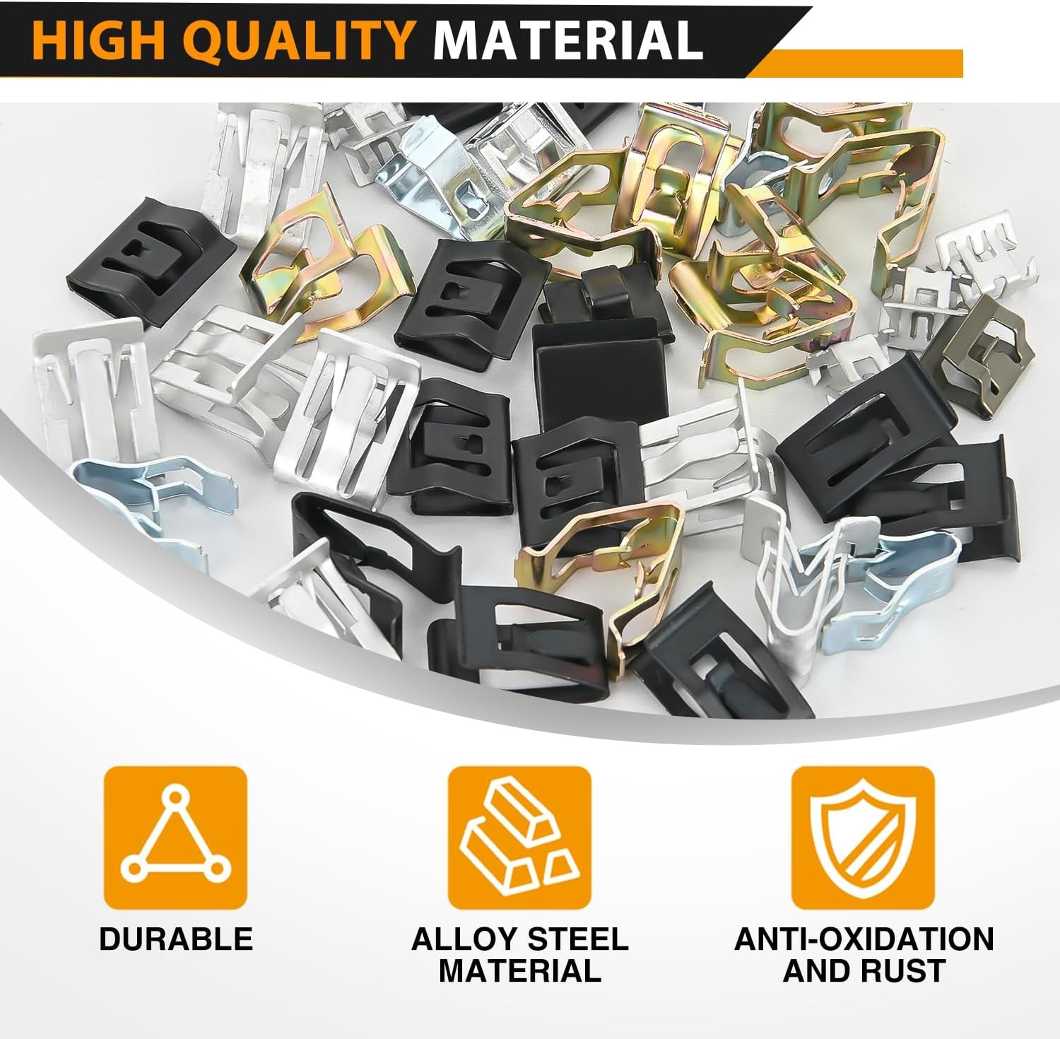 GOOACC 100Pcs Metal Spring Clip, Trim Panel Clip 