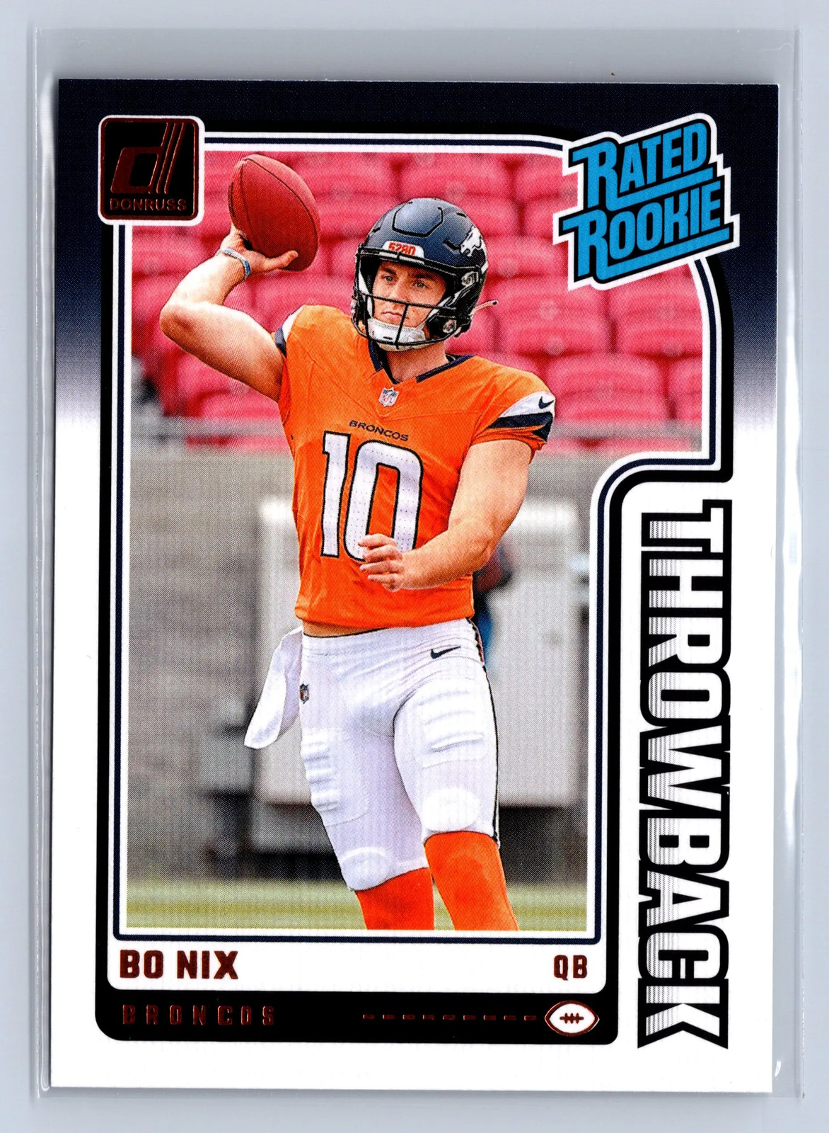 2024 Panini Donruss Rated Rookie Throwback Bo Nix #46