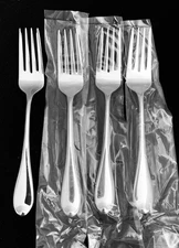 New GORHAM Stainless STUDIO Set 4 SALAD FORKS 7" Glossy 18/10 Flatware Vietnam