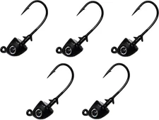 Reaction Tackle Tungsten Swimbait Jig Heads - 3D 1/4 oz (5-pack), Black 