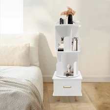 White 3 Tiers Bookshelf Display Rack Bookcase Storage Organizer(15.75*15.12In)