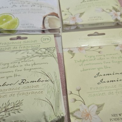Scented Sachet 2-Pack Bamboo Jasmine Coconut Lime Floral Home Fragrance