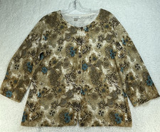 Christopher  Banks Cardigan Womens Size L Floral Print Button Up Sweater