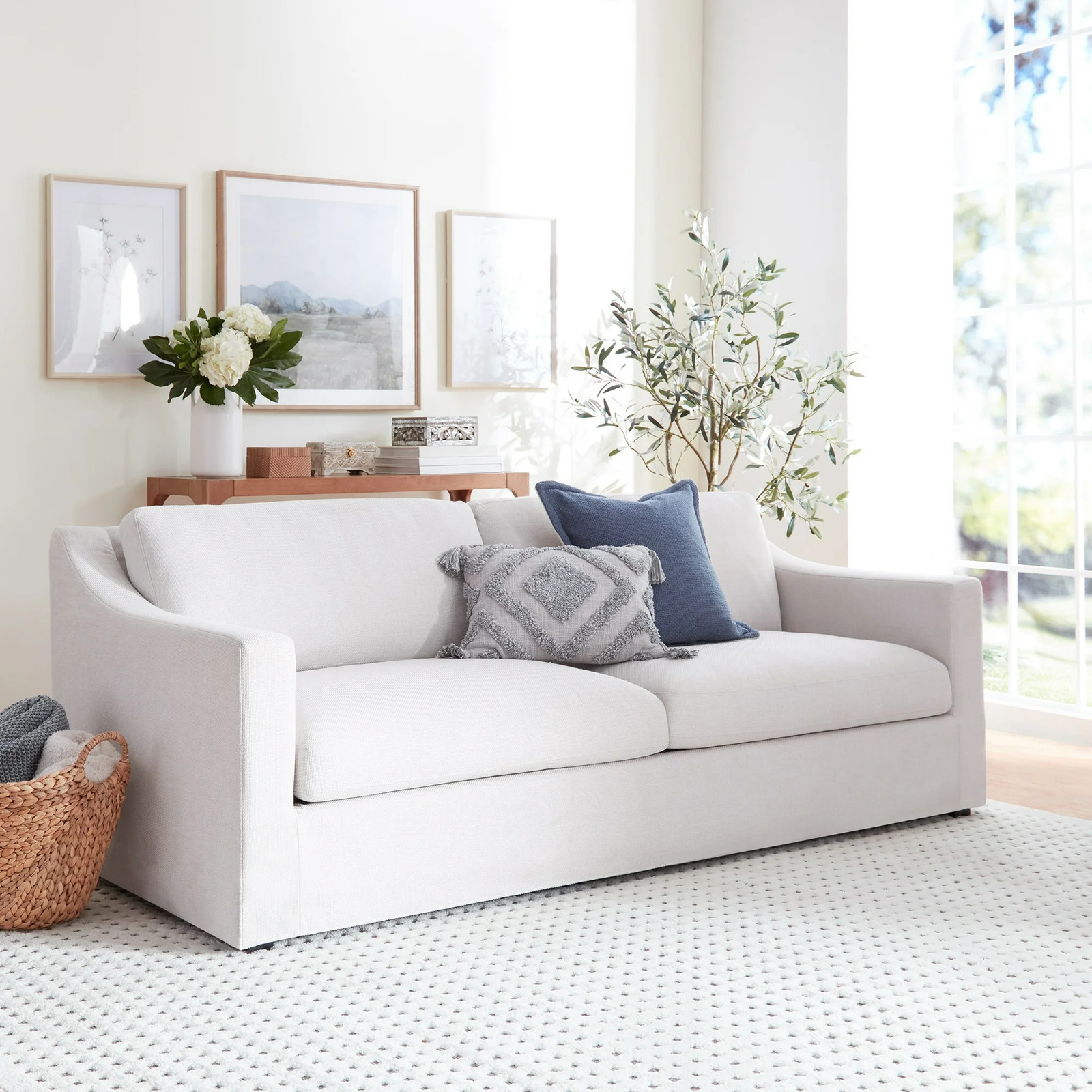 My Texas House MT432649B888501 Briar 87'' Sofa Cream Linen Fabric