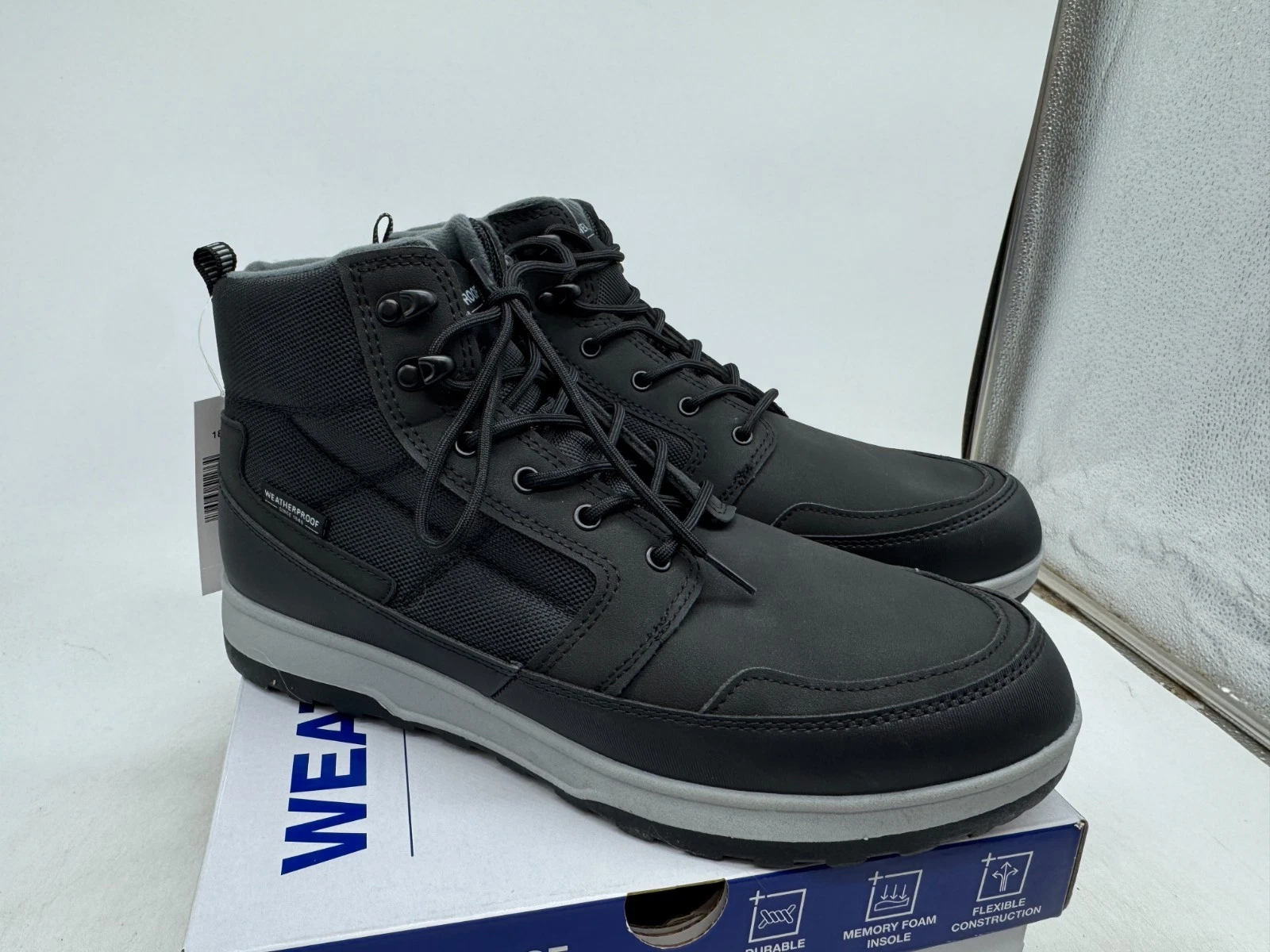 Weatherproof Jenkins Winter Boots Men's Black Round Toe Lace-Up Outdoor - 12