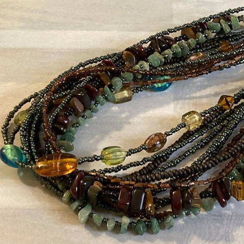 Chico's Multi-Strang Rocailles, Glas, Stein & Acryl Perlen Halskette EUC - Bild 5 von 6