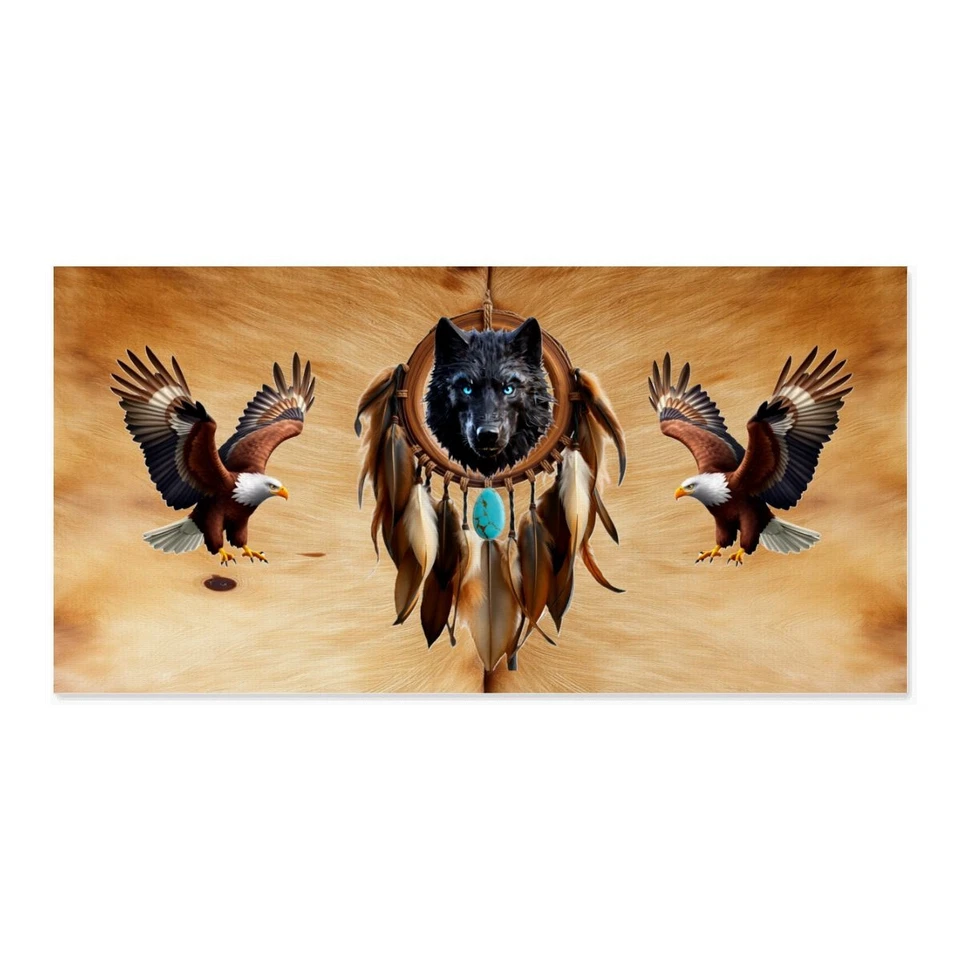 Dreamcatcher/Eagle/Wolf/Canvas Fabric Wall Art - 60"X40", No Frame (Made in USA) - Image 2 of 4