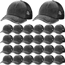 Suhine 24 Pcs Blank Trucker Hat Bulk,Unisex Baseball Cap, Black Suhine-NSL223
