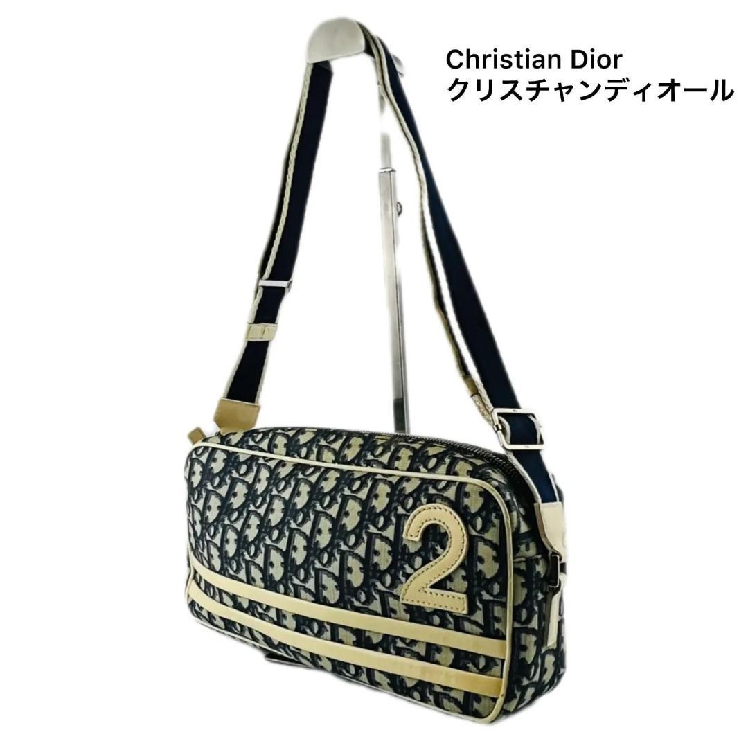 Christian Dior Trotter No. 2 Shoulder Bag White Navy PVC Christian Dior Trotter No. 2 Shoulder Bag White Navy PVC