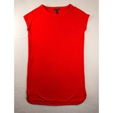 Lauren Ralph Lauren Red Sleeveless Knit Dress Crew Neck High Low Hem Medium
