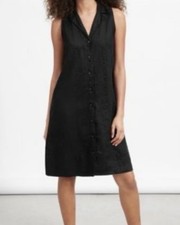 Everlane Linen Shirt Dress Sz 6 Black Button Front Lagenlook minimalist
