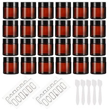 24 Pack 2 oz Amber Glass Jars with Inner Liners and Black Lids Amber-24pcs