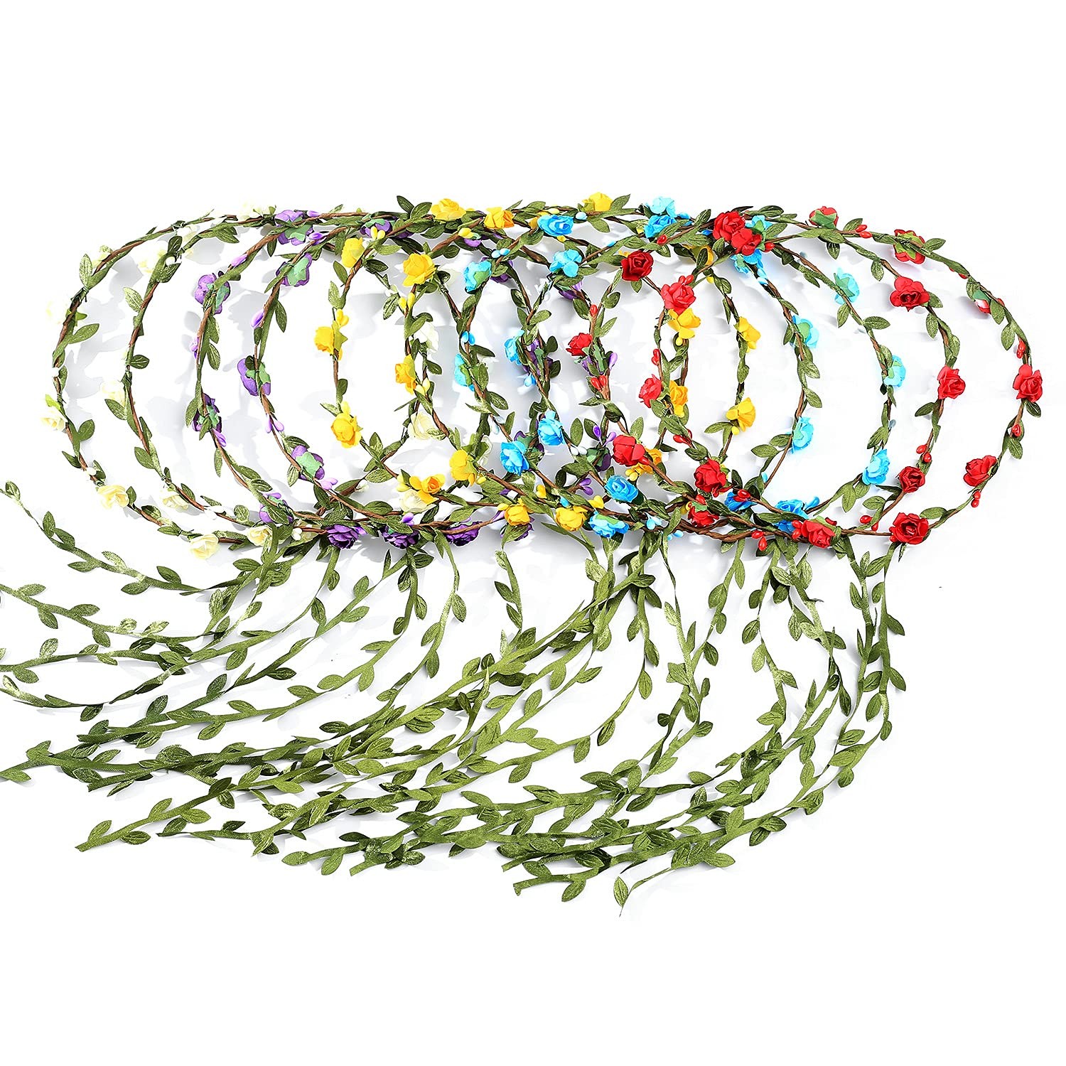 10 Pcs Flower Crown Headbands Floral Hair Wreath Garland Flower Headpiece