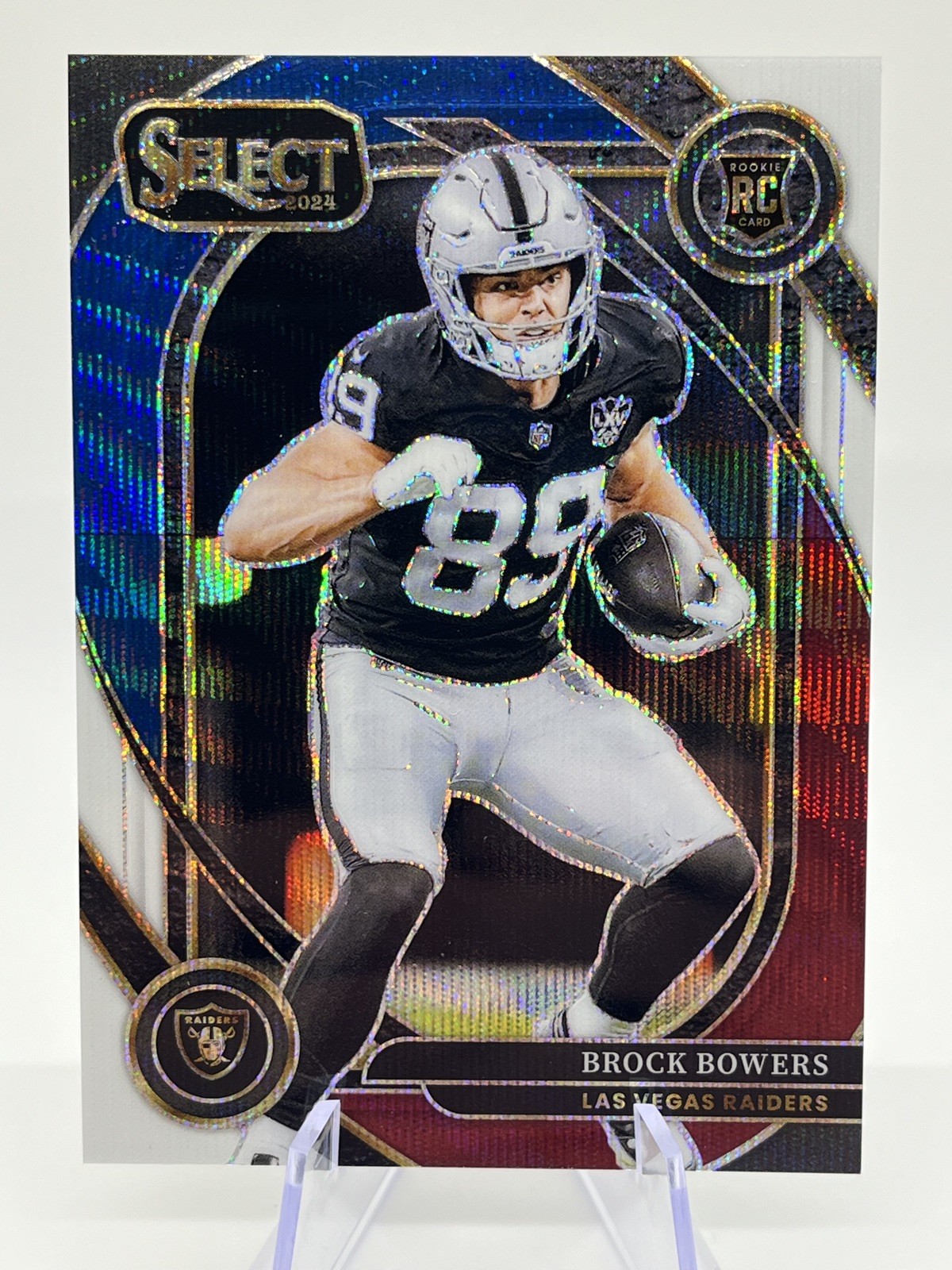 2024 Panini Select Brock Bowers #222 Tri-Color Prizm /149 Club Level Rookie (RC)