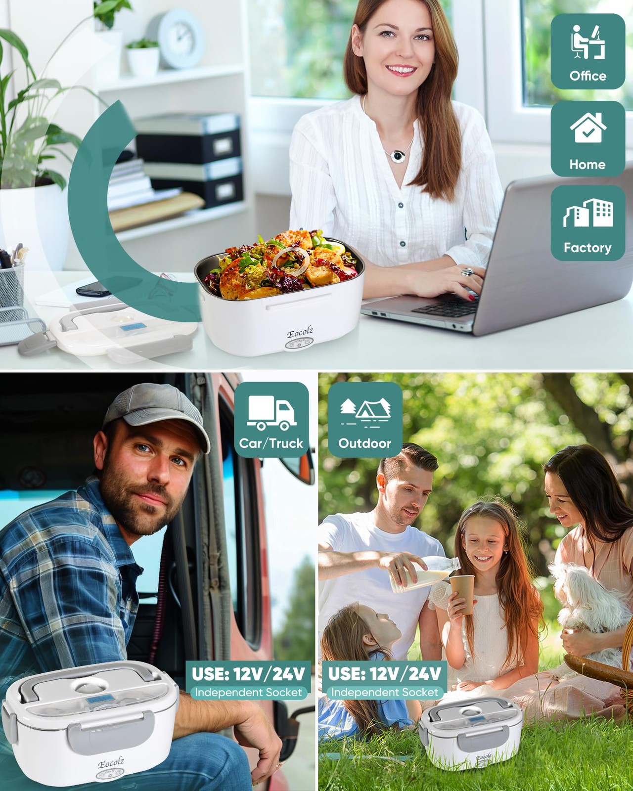 Electric Lunch Box Food Heater 60-80W for Adults, Portable Food Warmer Heated...