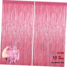 Pink Tinsel Backdrop Foil Fringe Curtains - Party Decor - 2 Pack