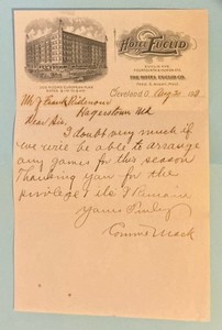 Old HOF 1909 Connie Mack & Hugh Jennings  Spring Training Letters
