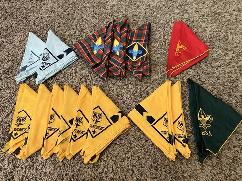 15x) Vintage Boy Scout Handkerchief Lot BSA Wolf Bear Weblo