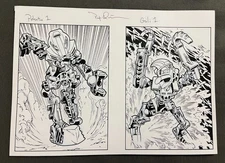 LEGO Bionicle: Quest f/t Mask ORIGINAL ART 11" x 8" Pohatu & Gali  trading cards