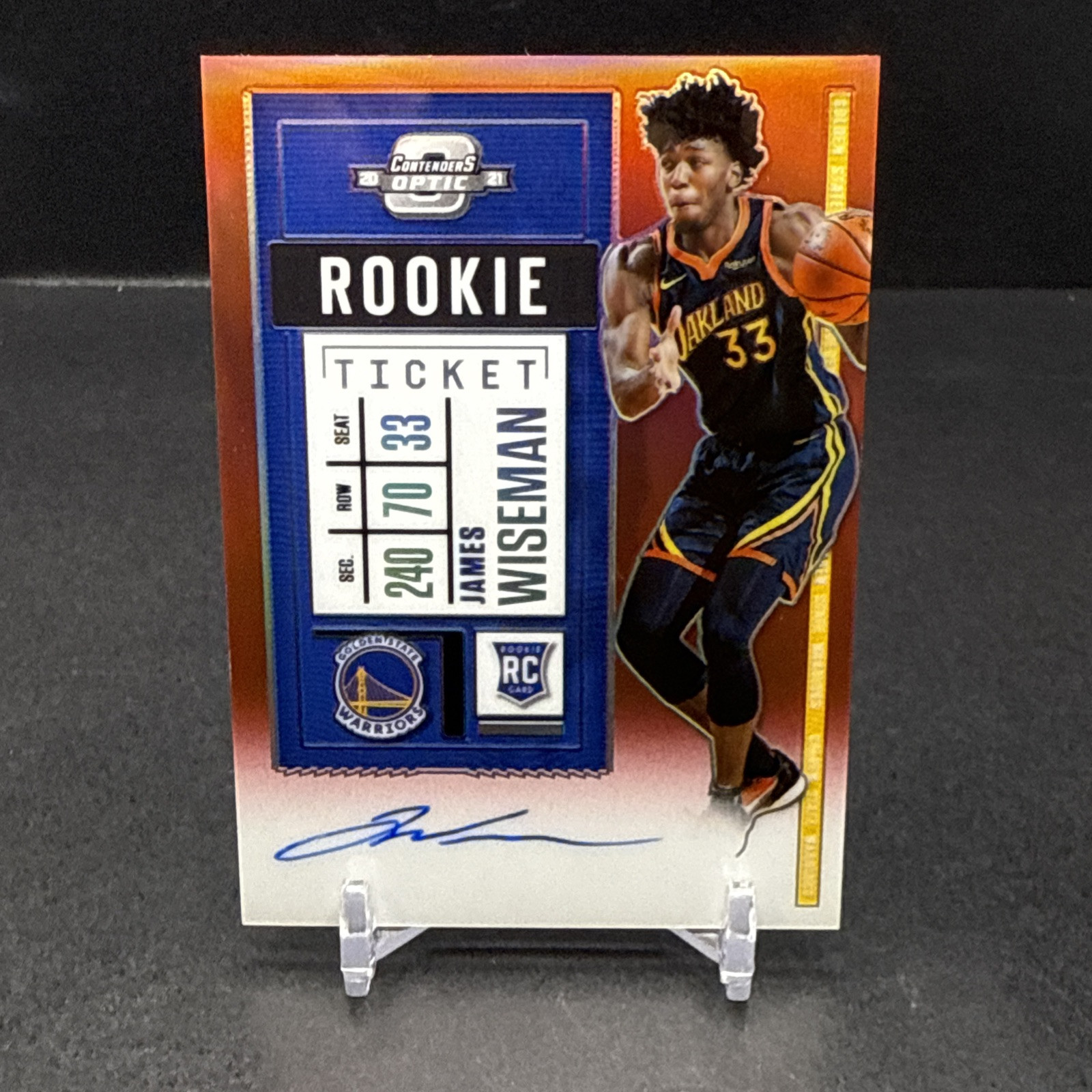 2020-21 Contenders Optic James Wiseman 109 Rookie Ticket AUTO Red SP 100/149 AT1
