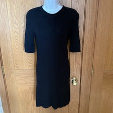 Vtg 80's 90's Lauren Ralph Lauren Petite Ribbed Knit Black Sweater Dress - P/S