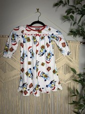 Bluey Christmas Cartoon Flannel Babydoll Nightgown 2T Long Sleeve White Red Bow