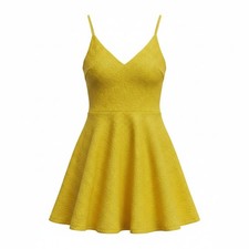 Lulus Yellow Lace Mini Dress Women’s Medium Spaghetti Strap Fit & Flare