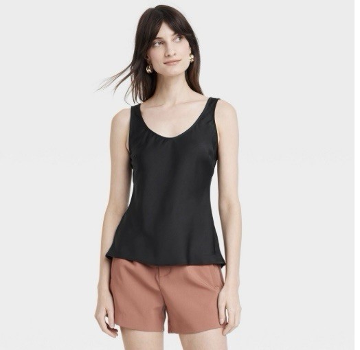 A New Day Woven Shell Tank Top Womens Large Scoop Neck Size Small New