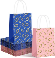 24 Pcs Gold Rings Goodie Bags with Handles Golden Cartoon Paper Bags Video Game 