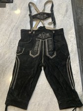 Lederhosen Boys Size 98 Isar Trachten Black German Leather Suede Suspenders