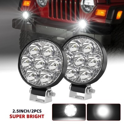 2x 2.5'' Inch Round LED Work Light Bar Pods Driving Fog Headlight Truck Offroad