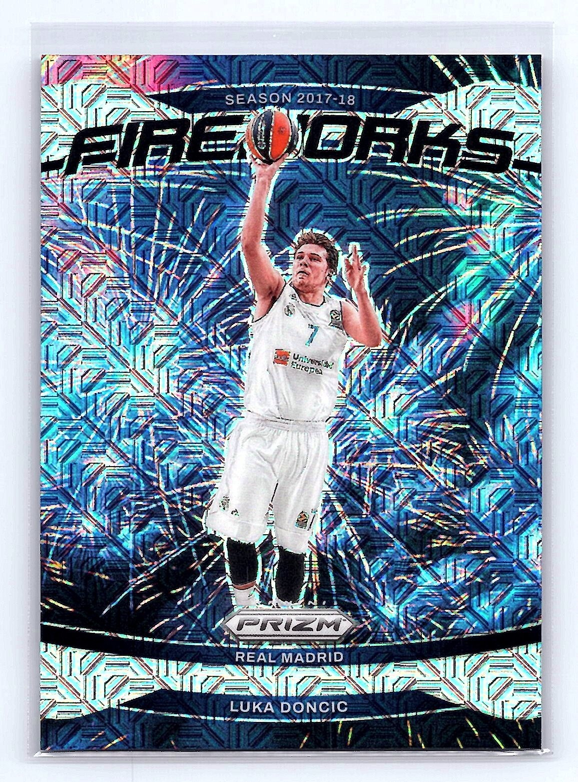 Luka Doncic 2024-25 Panini Prizm EuroLeague #10 Fireworks Mojo Prizm #/25