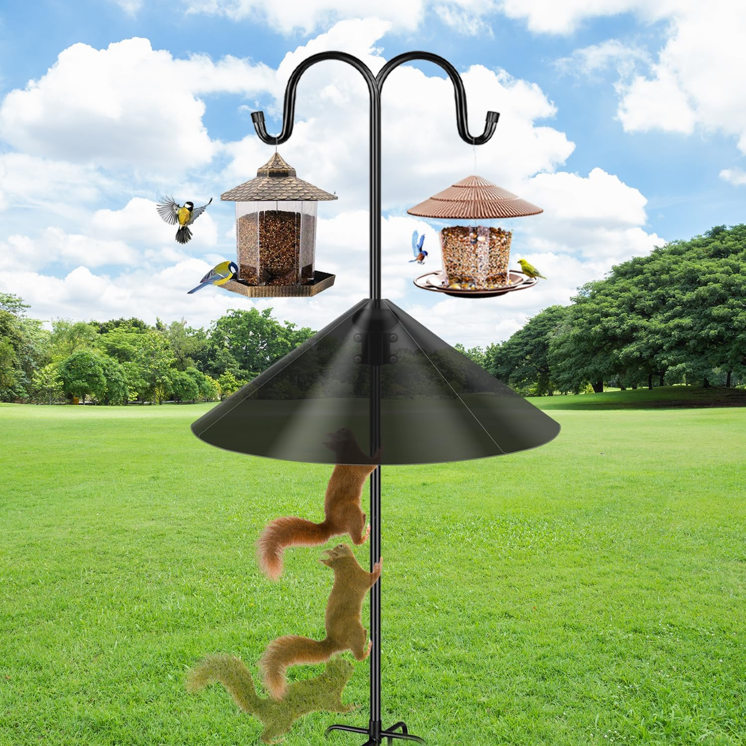 Squirrel Baffle Accessory for Bird Feeder Pole, Pole Mounted Buckle Stopper for