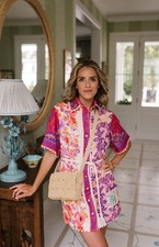 Zimmermann Raie Trimmed Shirt Dress Rare Size 3 AU 14 US 10