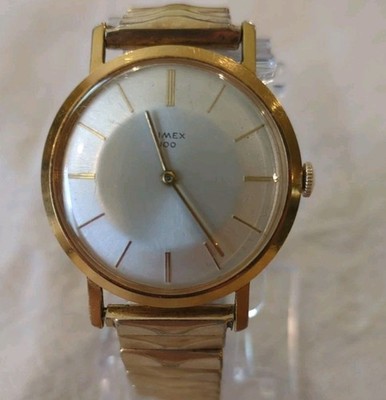 Very Nice Vintage Timex 100 Wafer Thin Mechanical Mens Watch. Keeping Good Time.