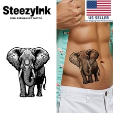 SteezyInk temporary tattoo Elephant last upto 2 weeks 6.5 x 6.5 inch