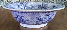 Large Georgian English Pearlware Pottery Wash Basin Bowl Antique Ralph Stevenson