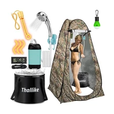 Portable Hot Shower for Camping Shower Tent Kit, 1000W Immersion Heater, Rech...