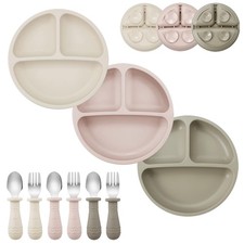 9-Piece Toddler Plates Utensils Set, 3-Pack Suction Plates with 3 Spoons ...