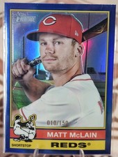 2025 Topps Heritage #221 Matt McLain Blue Chrome Border /150 AND Base Lot Of 2