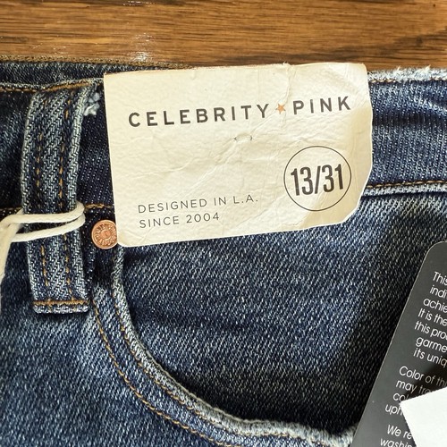 Celebrity Pink High Waisted Denim Shorts NWT 13/31 Distressed Rolled Hem - Picture 2 of 10